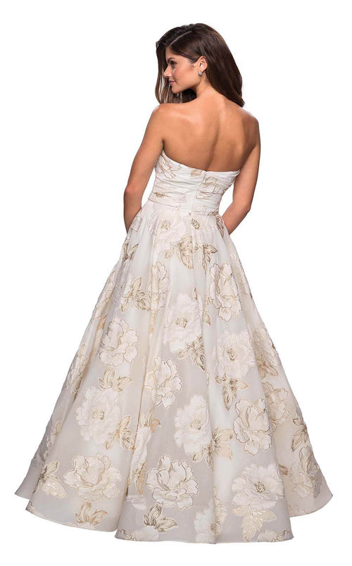 La Femme 27207C Ruched Slit Sweetheart Sleeveless Prom Dress