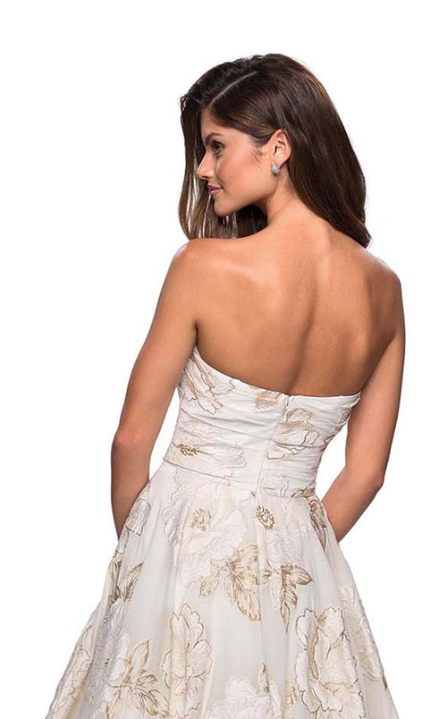 La Femme 27207C Ruched Slit Sweetheart Sleeveless Prom Dress