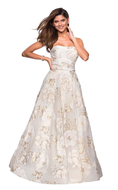 La Femme 27207C Ruched Slit Sweetheart Sleeveless Prom Dress