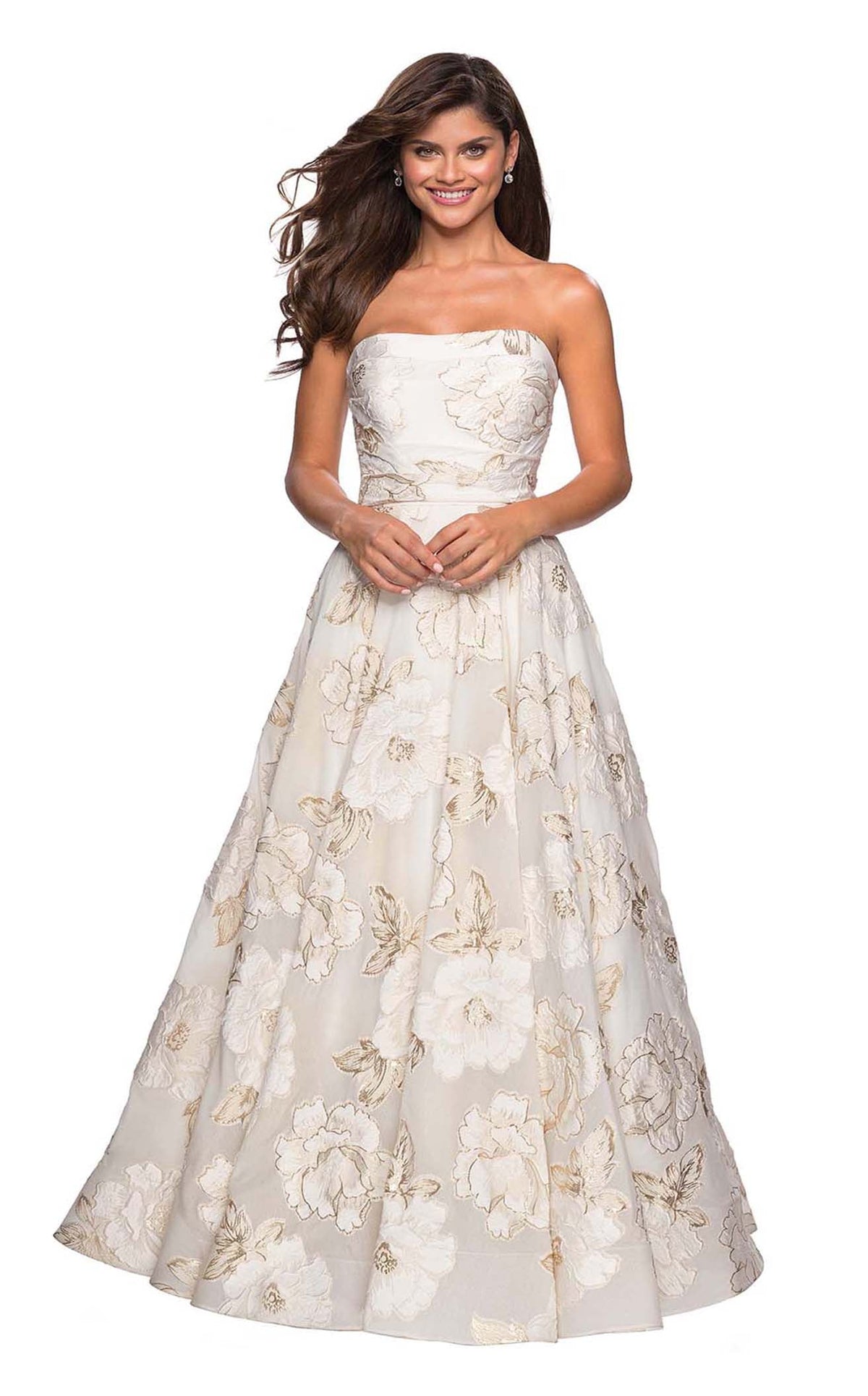 La Femme 27207C Ruched Slit Sweetheart Sleeveless Prom Dress