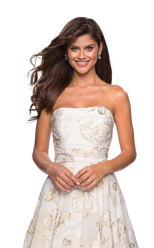 La Femme 27207C Ruched Slit Sweetheart Sleeveless Prom Dress