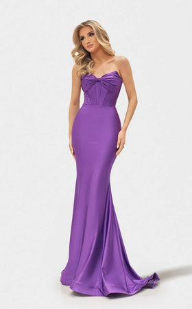 Jessica Angel JA2721 Strapless Fitted Lace-Up Back Prom Formal Jersey Dress