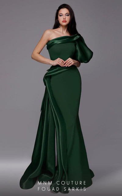 Fouad Sarkis 2722 One-Shoulder Satin Gown