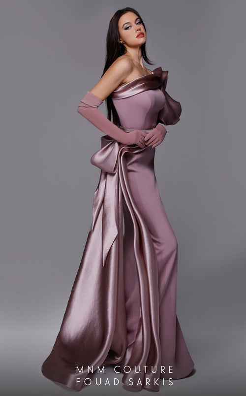 Fouad Sarkis 2722 One-Shoulder Satin Gown