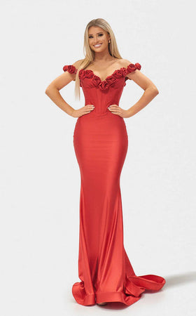 Jessica Angel JA2722 Off-Shoulder Fitted Prom Formal Floor-Length Jersey Dress