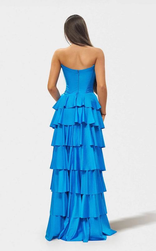 Jessica Angel JA2723 Strapless Sweetheart Fitted High Slit Lace-Up Back Jersey Dress