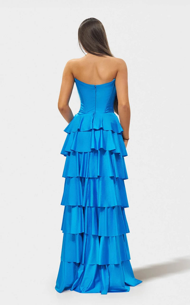 Jessica Angel JA2723 Strapless Sweetheart Fitted High Slit Lace-Up Back Jersey Dress
