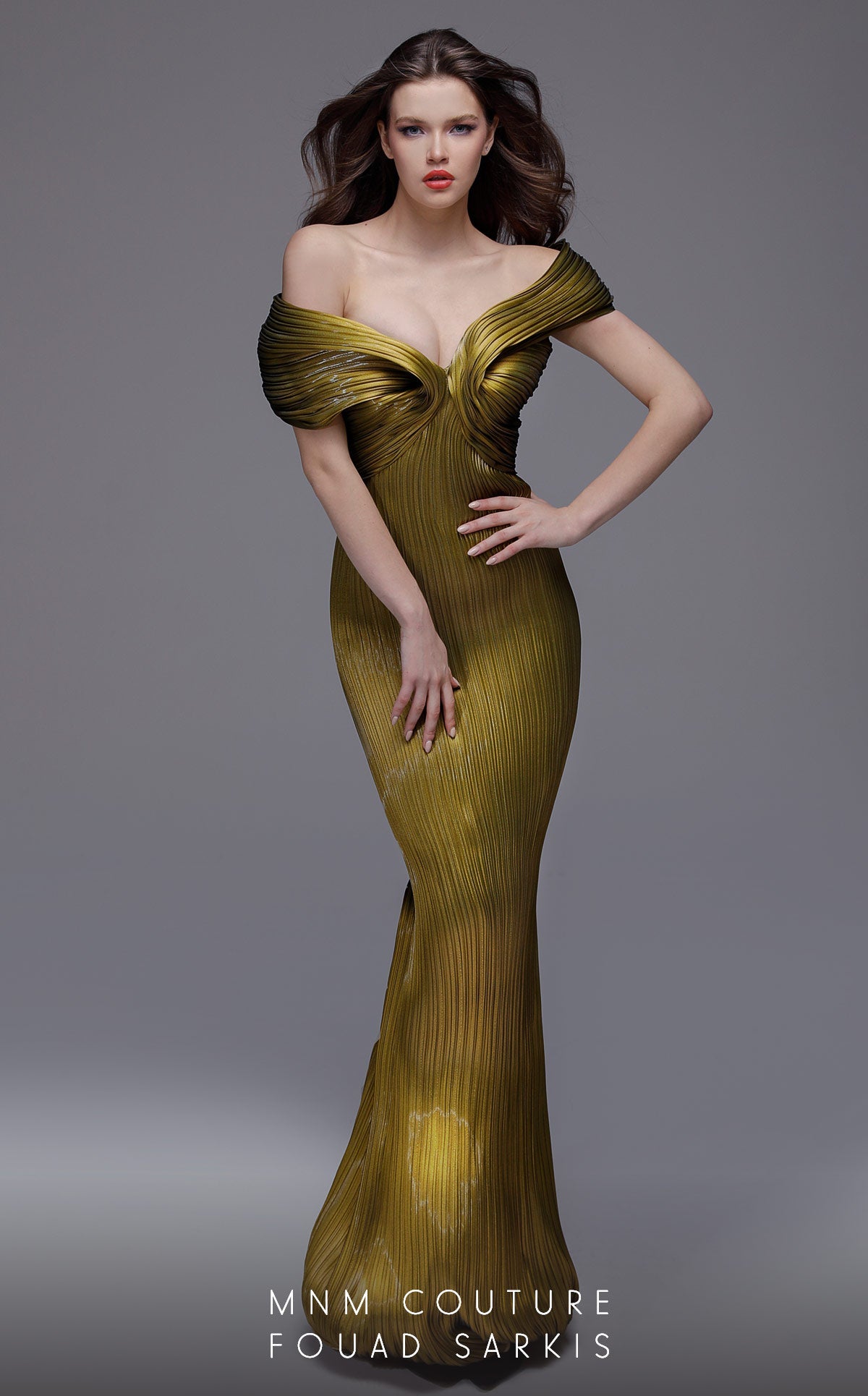 Fouad Sarkis 2729 Off-Shoulder Gown by MNM Couture
