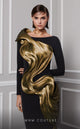 MNM Couture 2730A Jewel Neck Draped Mermaid Gown in Black/Olive