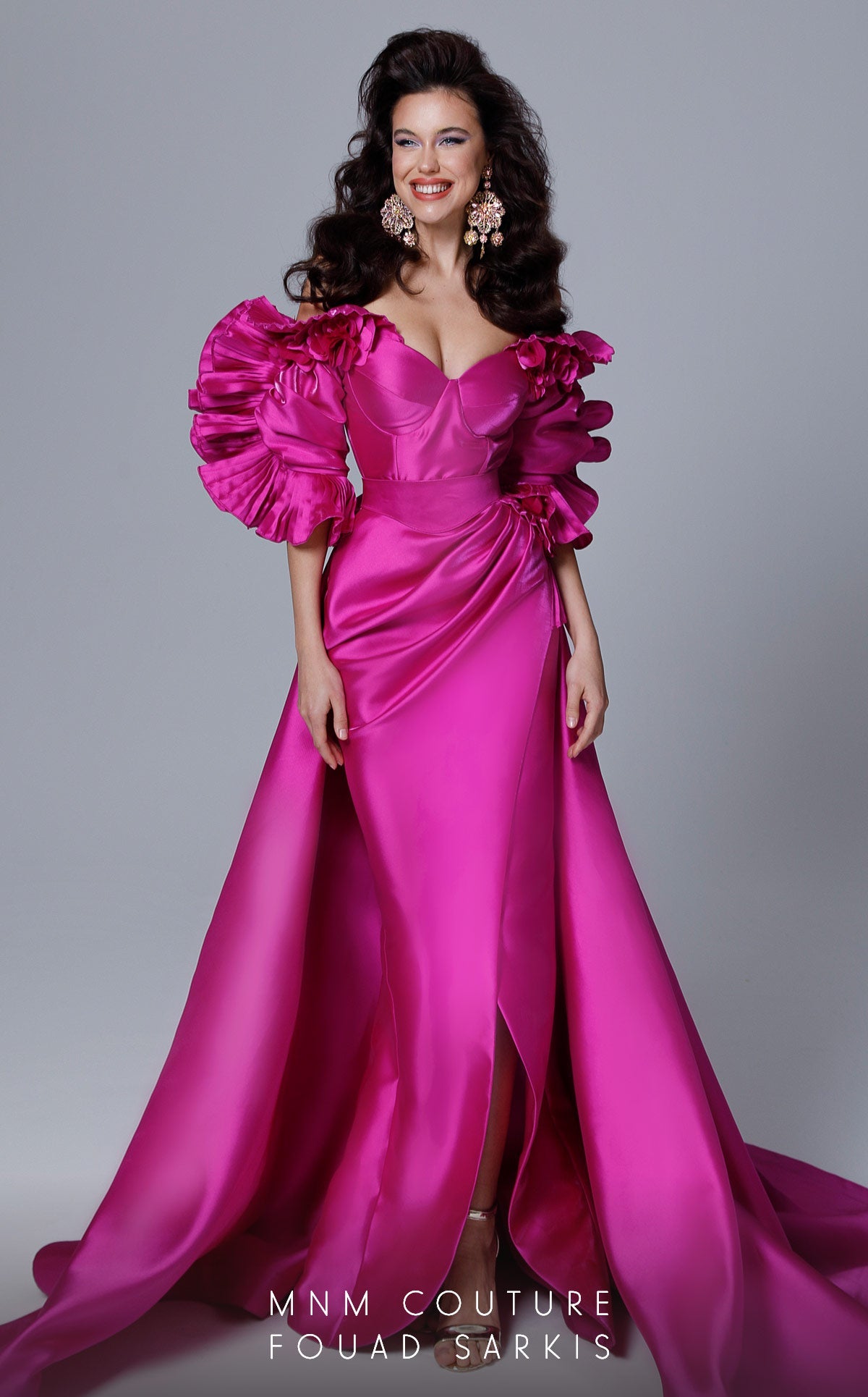 Fouad Sarkis 2731 Ruffled Sleeve Evening Gown