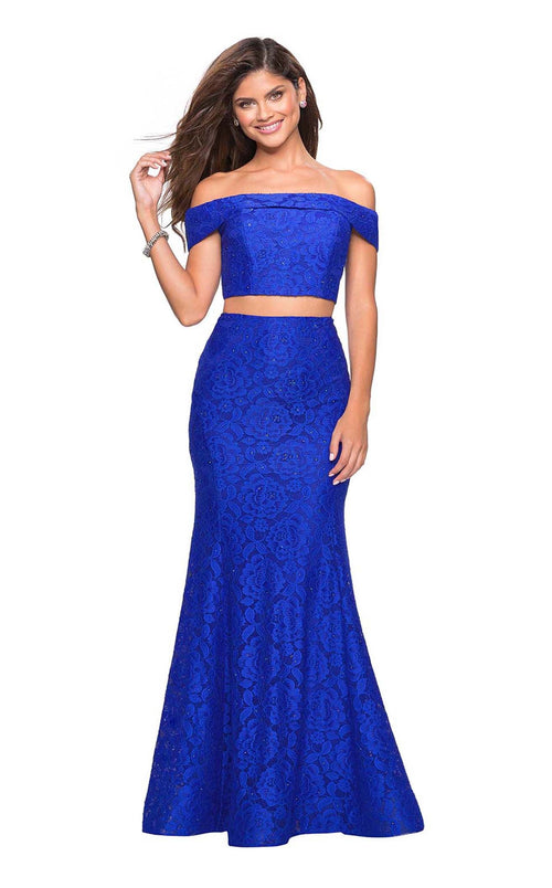 La Femme 27443C Lace Beaded Embroidered Off the Shoulder Prom Dress