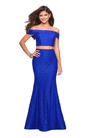 La Femme 27443C Lace Beaded Embroidered Off the Shoulder Prom Dress