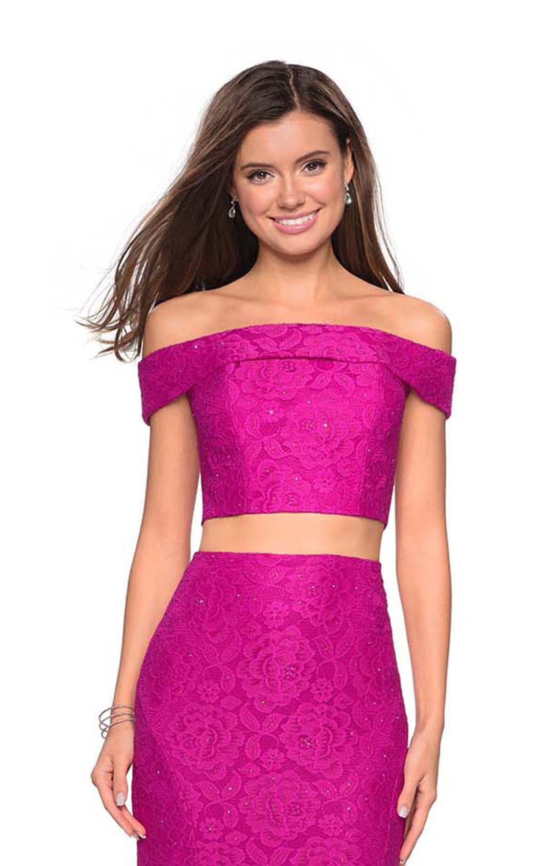 La Femme 27443C Lace Beaded Embroidered Off the Shoulder Prom Dress