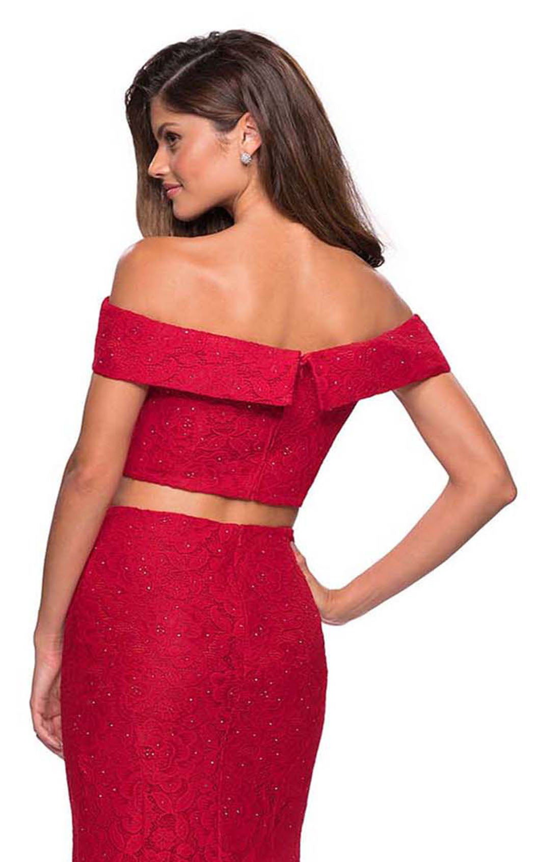La Femme 27443C Lace Beaded Embroidered Off the Shoulder Prom Dress