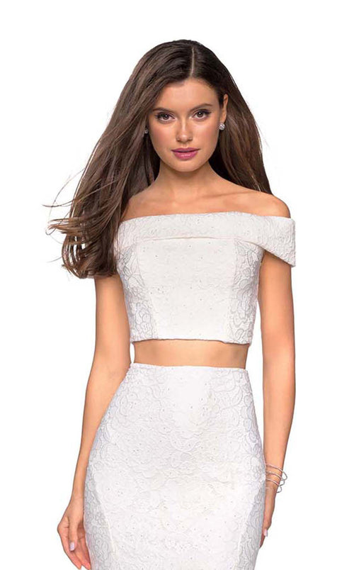 La Femme 27443C Lace Beaded Embroidered Off the Shoulder Prom Dress