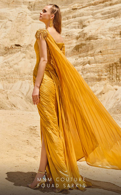 Fouad Sarkis 2744 Mint Evening Gown with Cape