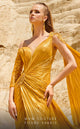 Fouad Sarkis 2744 Mint Evening Gown with Cape