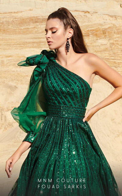 Fouad Sarkis 2745 One-Shoulder Tea-Length Gown