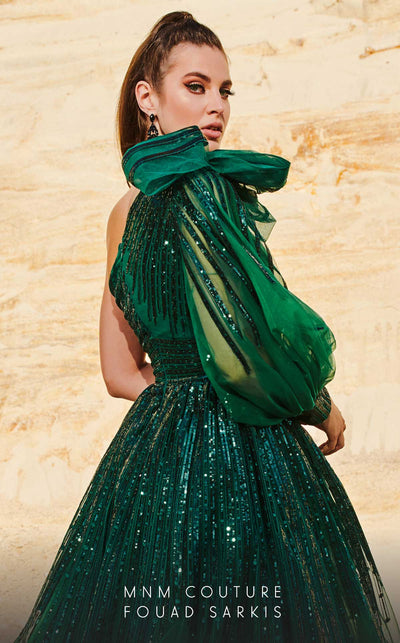 Fouad Sarkis 2745 One-Shoulder Tea-Length Gown