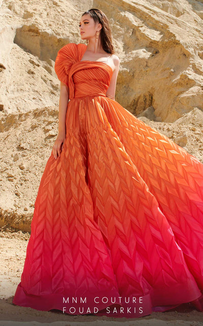 Fouad Sarkis 2746 Ombre Pleated Ball Gown