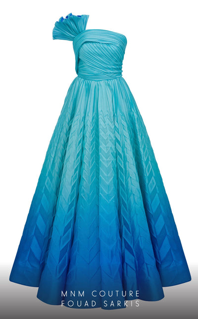 Fouad Sarkis 2746 Ombre Pleated Ball Gown