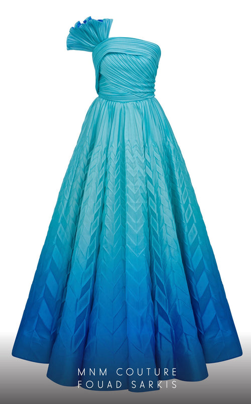 Fouad Sarkis 2746 Ombre Pleated Ball Gown
