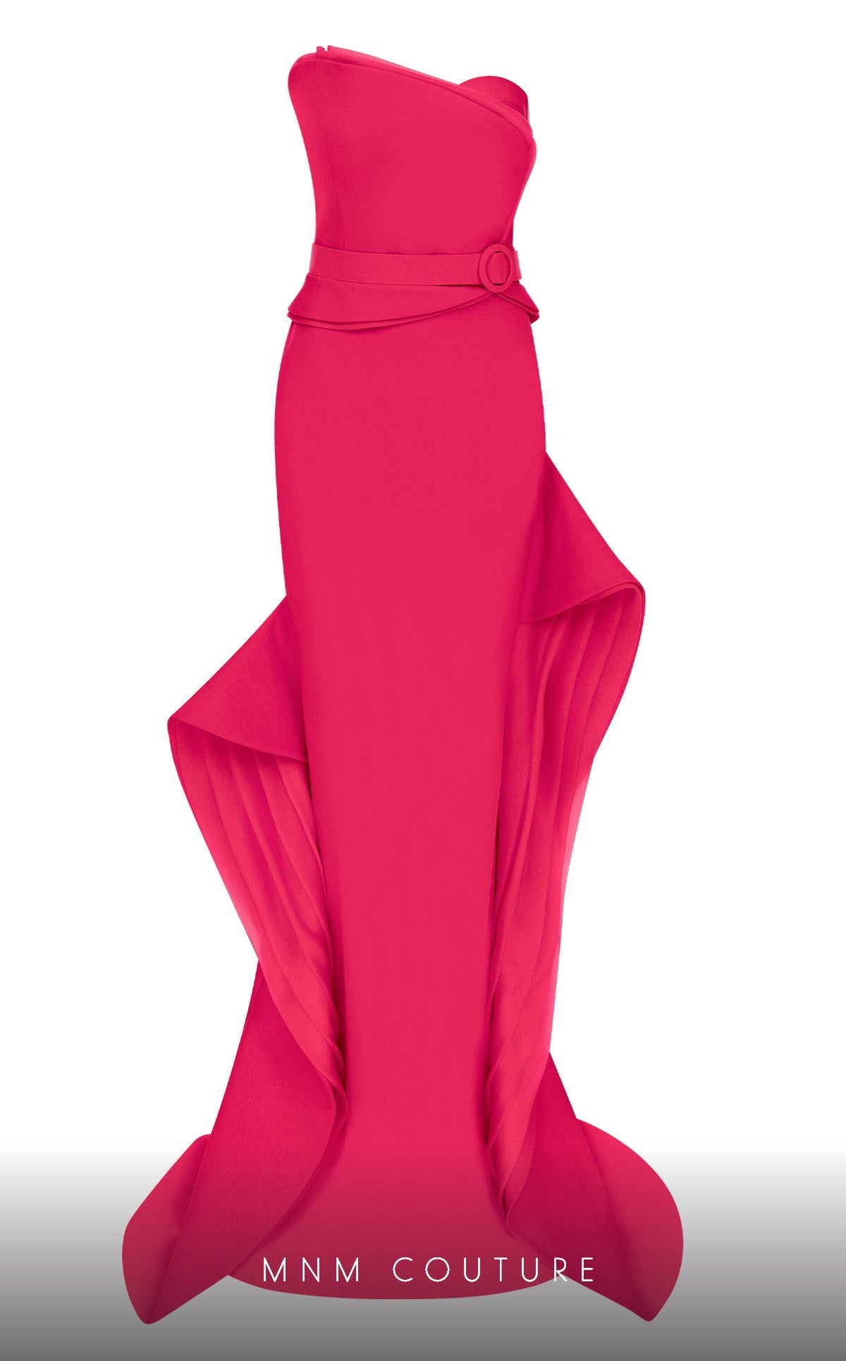 Fouad Sarkis 2755 Strapless Asymmetrical Gown with Belt