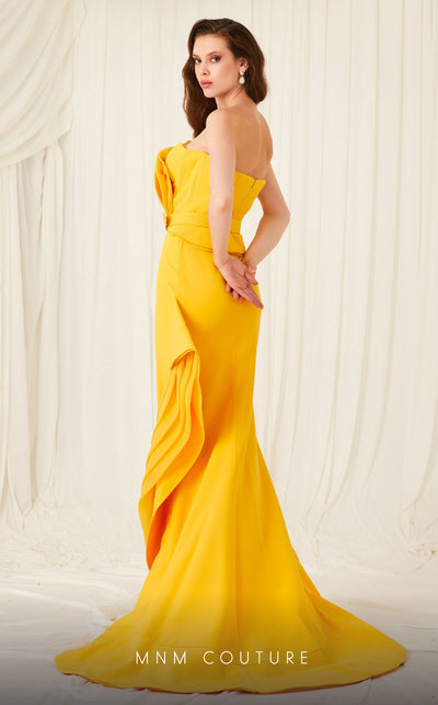 Fouad Sarkis 2755 Strapless Asymmetrical Gown with Belt