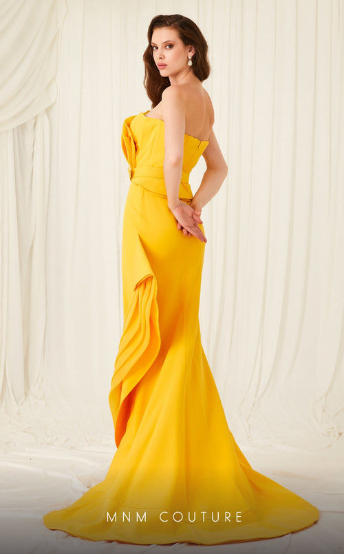 Fouad Sarkis 2755 Strapless Asymmetrical Gown with Belt