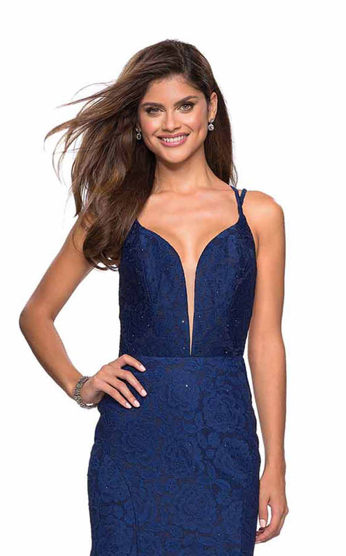 La Femme 27560C Lace Beaded Embroidered Sweetheart Prom Dress