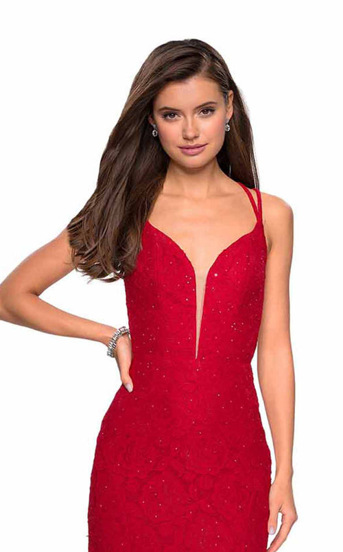 La Femme 27560C Lace Beaded Embroidered Sweetheart Prom Dress
