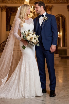 Eva USA 3415 Long Sleeve Bridal Gown Lace Wedding Dress