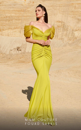 Fouad Sarkis 2774 Off-Shoulder Ruched Mermaid Gown