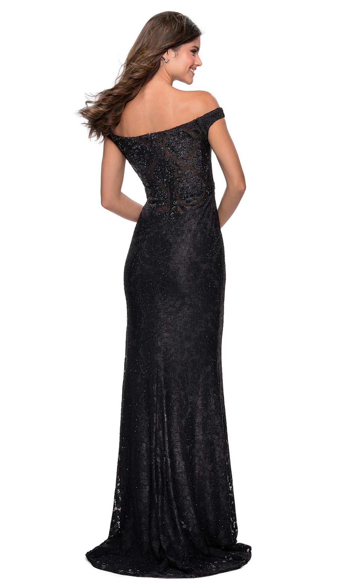 La Femme 28301C Lace Slit Floral Sweetheart Prom Dress