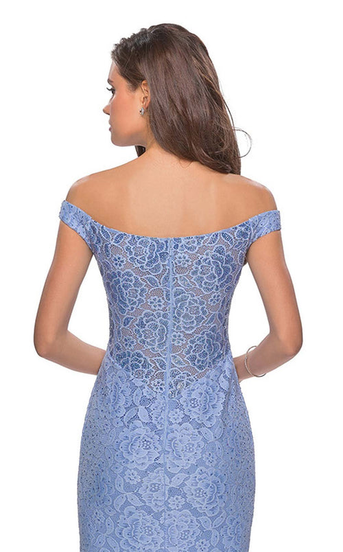La Femme 28301C Lace Slit Floral Sweetheart Prom Dress