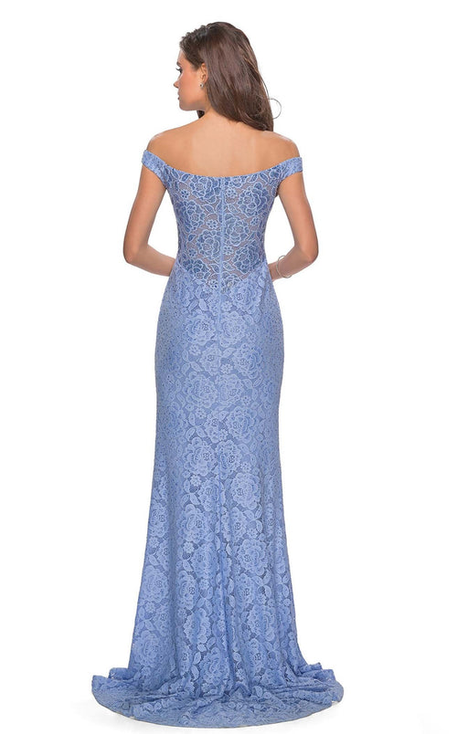 La Femme 28301C Lace Slit Floral Sweetheart Prom Dress