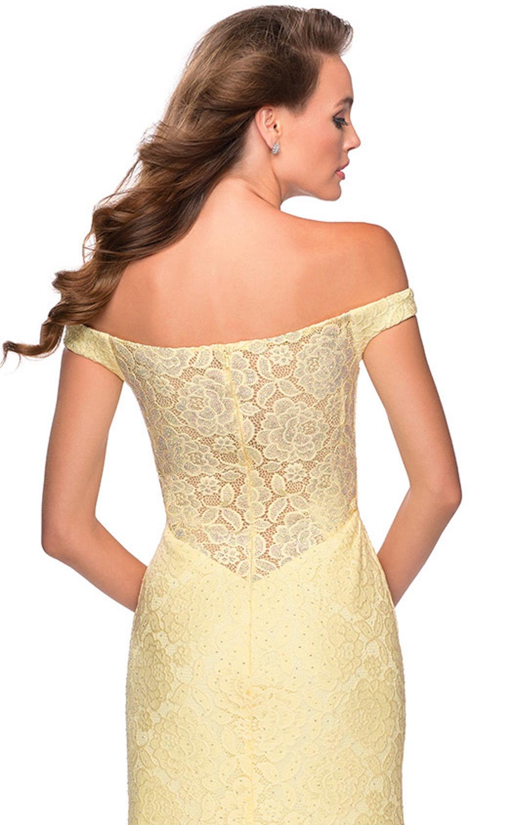 La Femme 28301C Lace Slit Floral Sweetheart Prom Dress