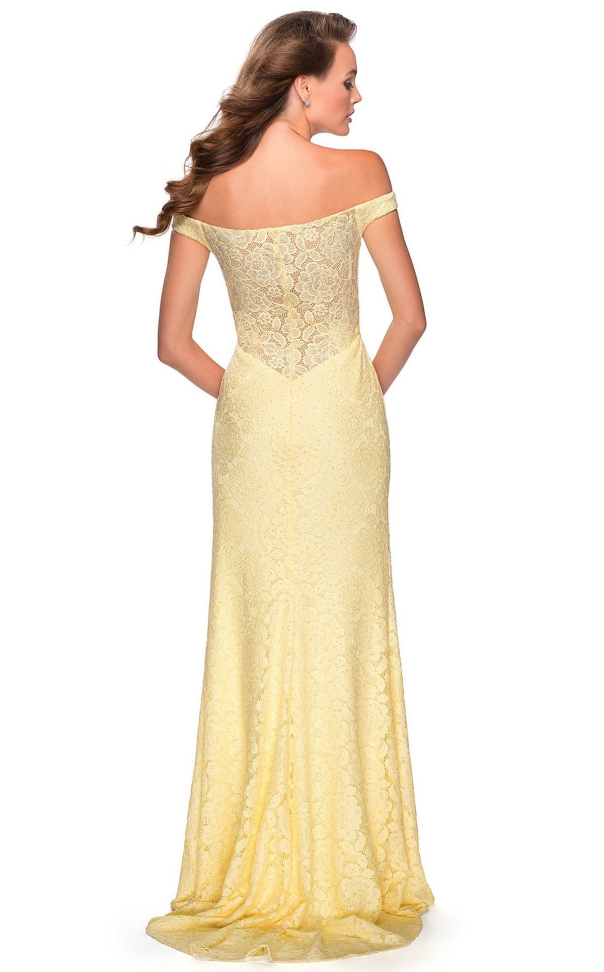 La Femme 28301C Lace Slit Floral Sweetheart Prom Dress