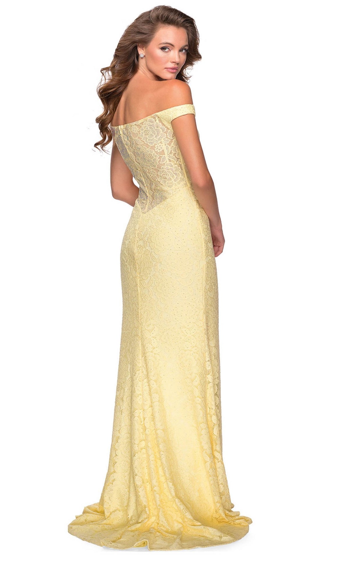 La Femme 28301C Lace Slit Floral Sweetheart Prom Dress