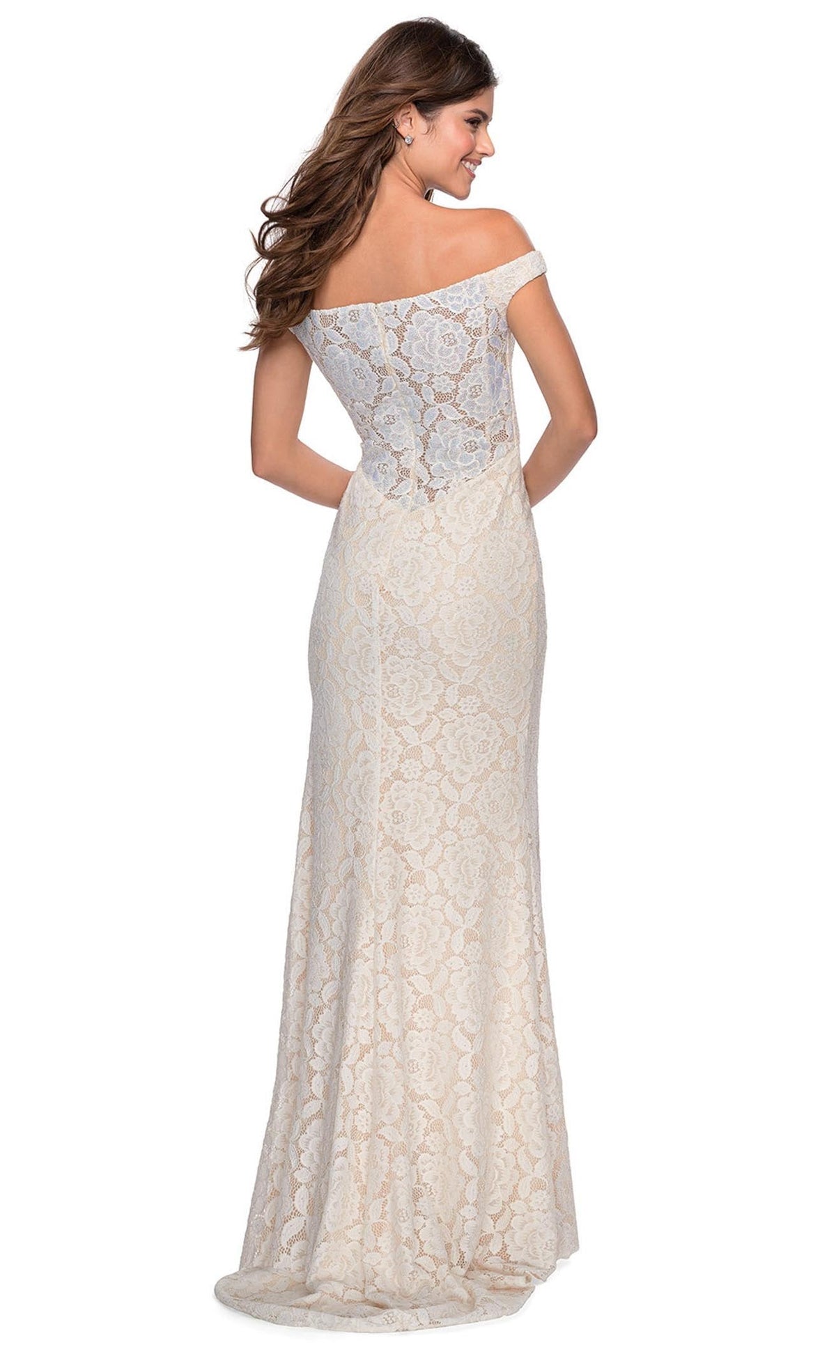 La Femme 28301C Lace Slit Floral Sweetheart Prom Dress