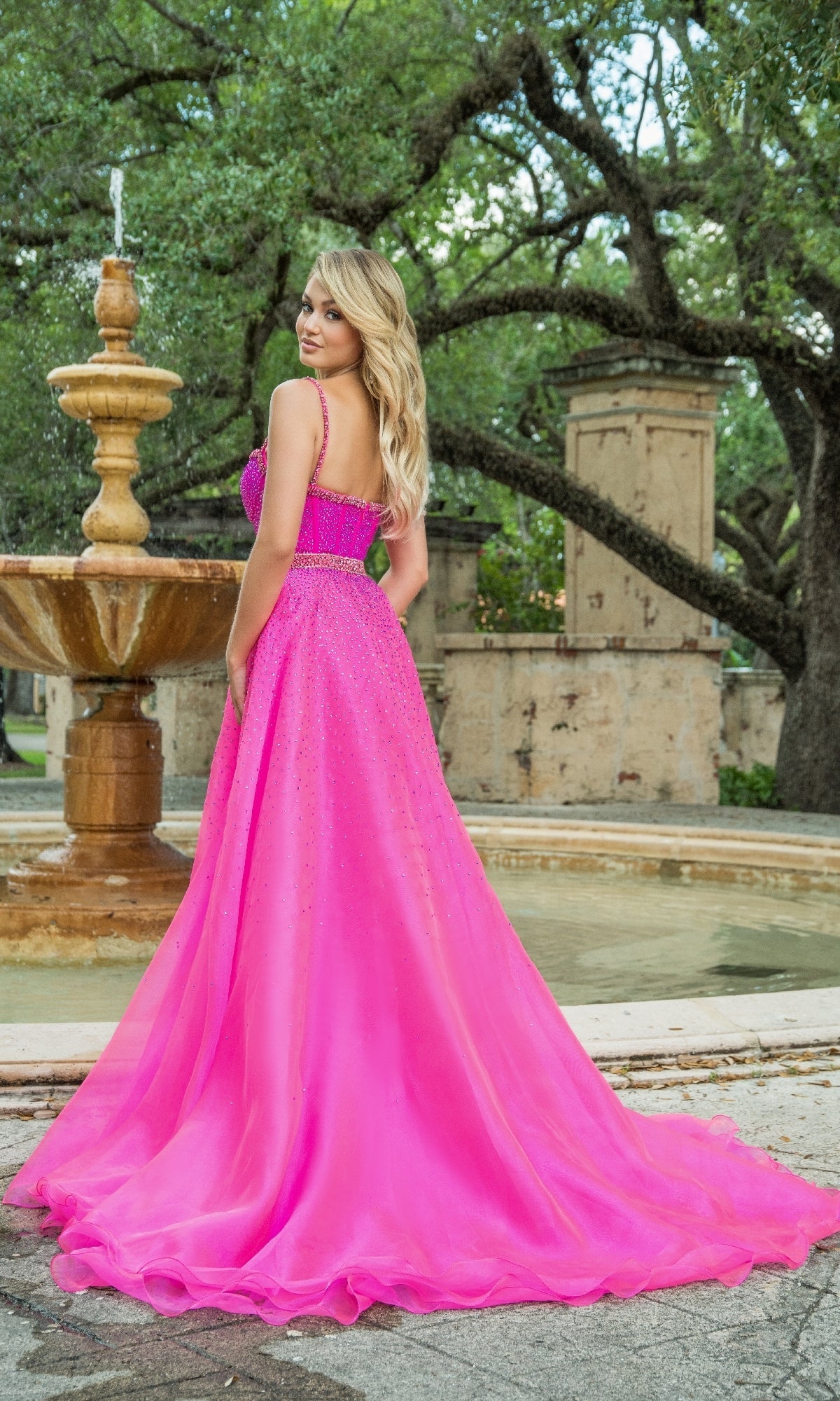 Ava Presley 28581 Long A-Line Mermaid Fitted Overskirt Beaded Designer Dress