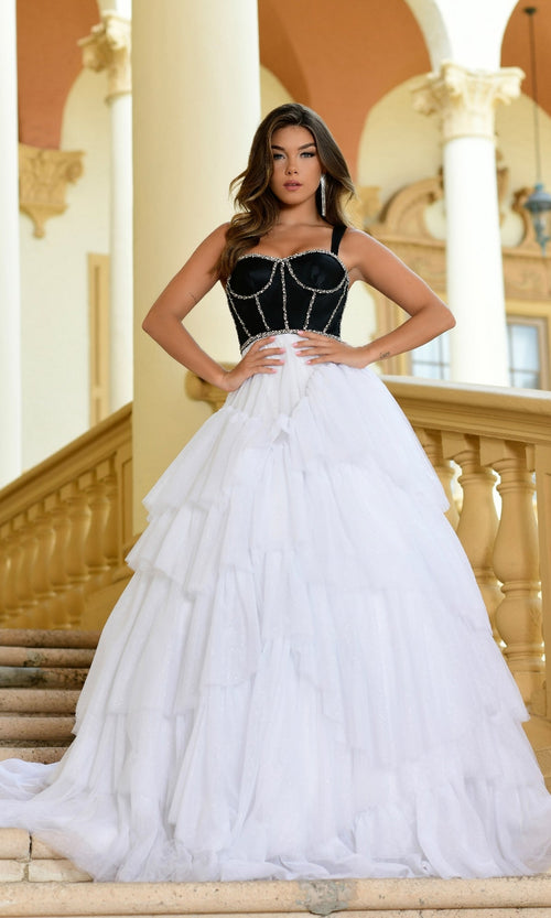Ava Presley 28592  A-Line Sweetheart Tie Skirt Corset Formal Dress