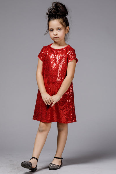 Short Sleeve Sparkle A-Line Dress for Holidays & birthday party by Bella Princess 288