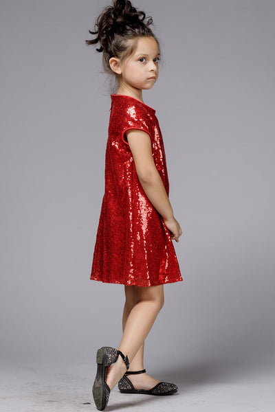 Short Sleeve Sparkle A-Line Dress for Holidays & birthday party by Bella Princess 288