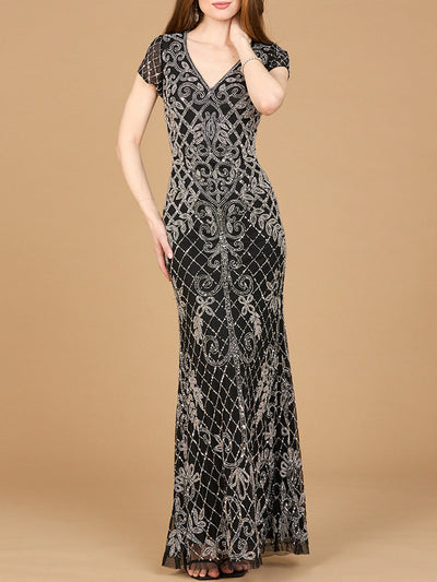 Lara 28865 Cap Sleeve Mother of the Bride Dress Mermaid Beaded Evening Gown