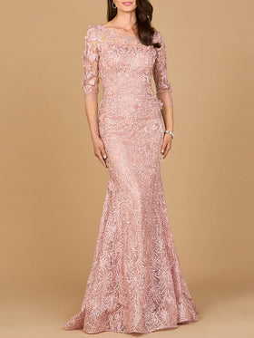 Short Sleeve Lace Mermaid Gown