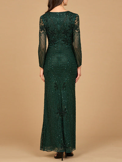 Long Sleeve Beaded Maxi Gown