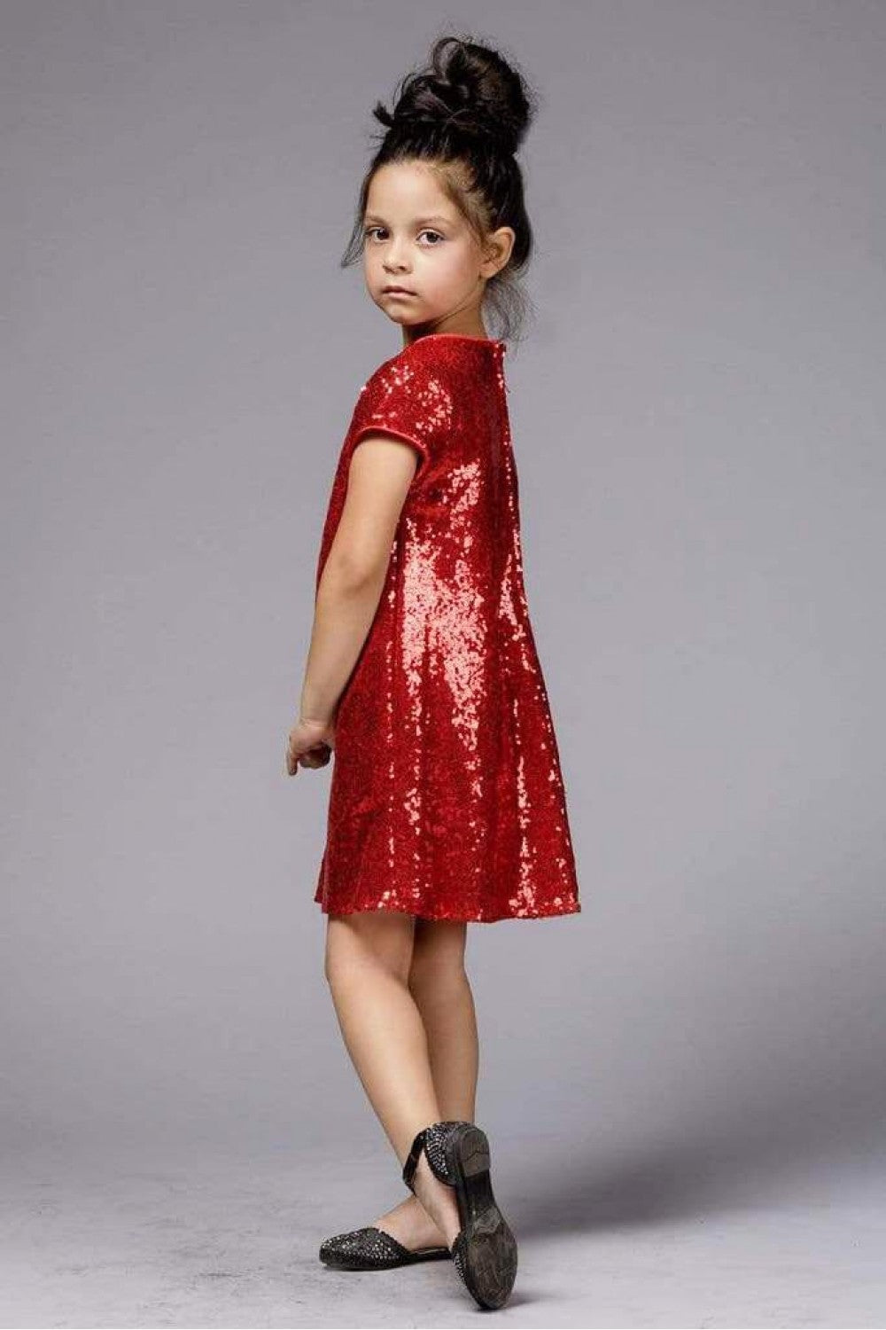 Short Sleeve Sparkle A-Line Dress for Holidays & birthday party by Bella Princess 288