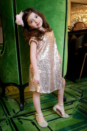Short Sleeve Sparkle A-Line Dress for Holidays & birthday party by Bella Princess 288