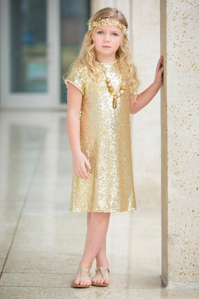 Short Sleeve Sparkle A-Line Dress for Holidays & birthday party by Bella Princess 288